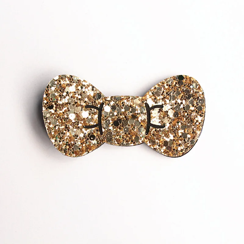 New Korean Style Princess Girls Glitter Felt Hair Clips Bows 7cm Hair Bows Gold Silver Toddlers Barrettes 20pc/lot Hairpins - Image 2