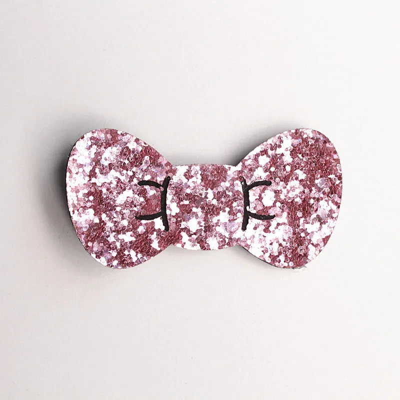 New Korean Style Princess Girls Glitter Felt Hair Clips Bows 7cm Hair Bows Gold Silver Toddlers Barrettes 20pc/lot Hairpins - Image 4
