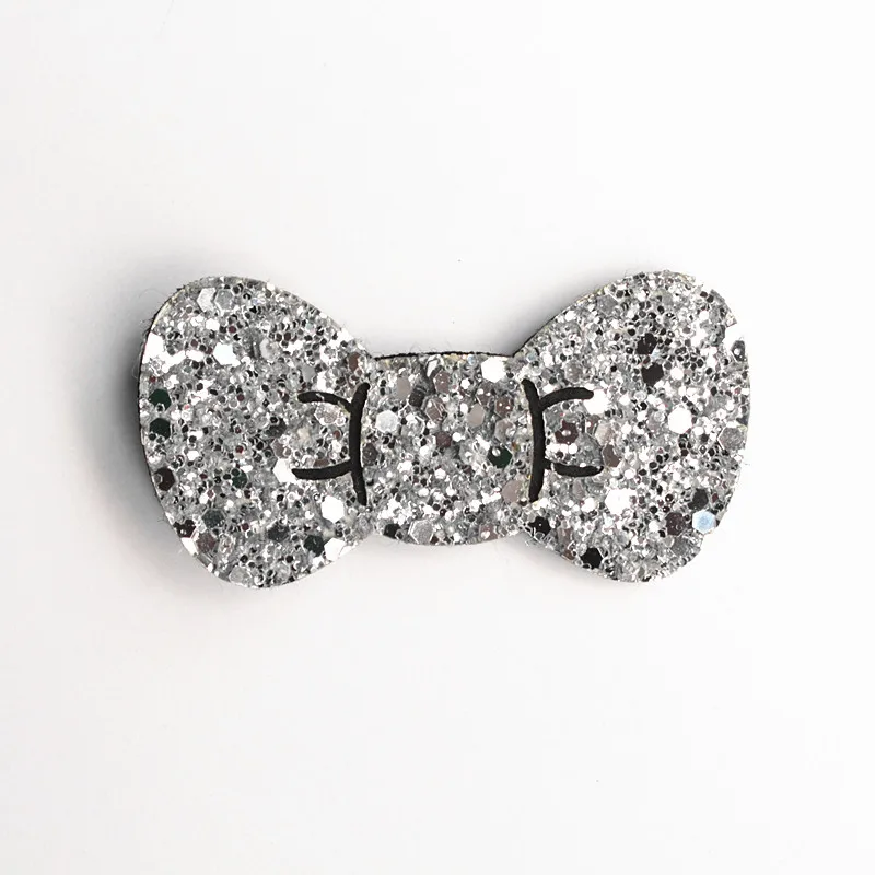 New Korean Style Princess Girls Glitter Felt Hair Clips Bows 7cm Hair Bows Gold Silver Toddlers Barrettes 20pc/lot Hairpins - Image 3