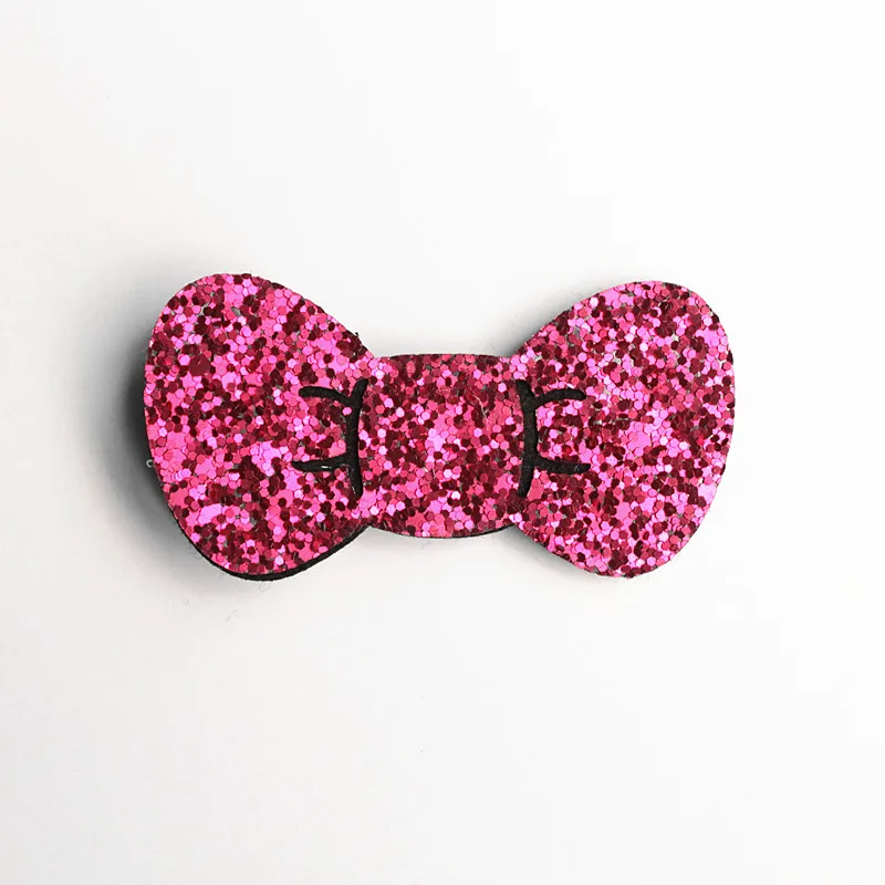 New Korean Style Princess Girls Glitter Felt Hair Clips Bows 7cm Hair Bows Gold Silver Toddlers Barrettes 20pc/lot Hairpins - Image 6