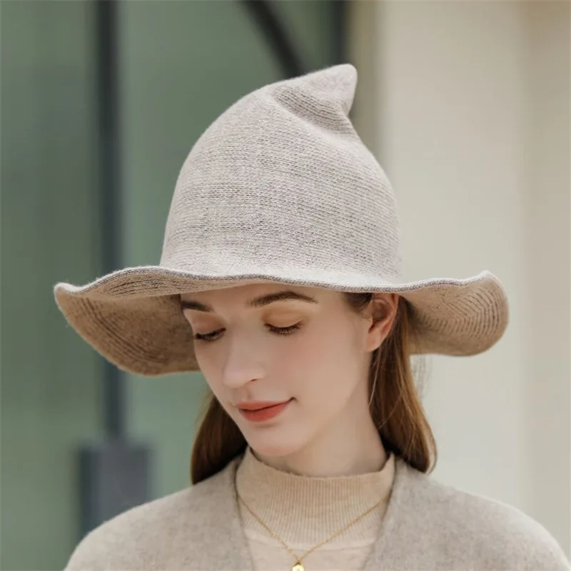 Modern Halloween Costumes Accessories Wool Hat Women Witch Hat Pointed Caps Winter Wool Party Club Witches Hats - Image 2