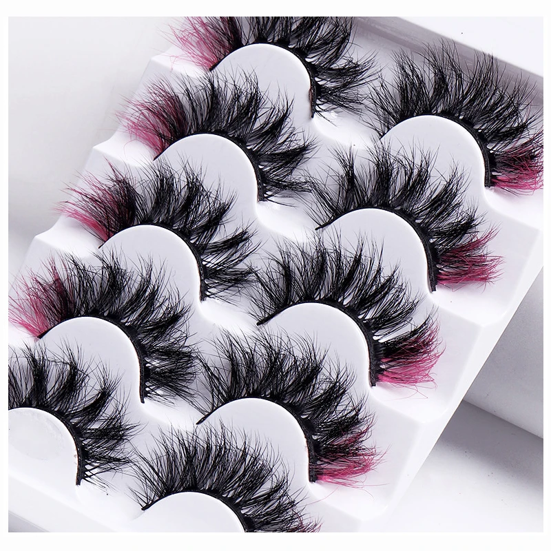 10/7/5 pairs Colorful False Eyelashes 3D Mink Colored - Image 4