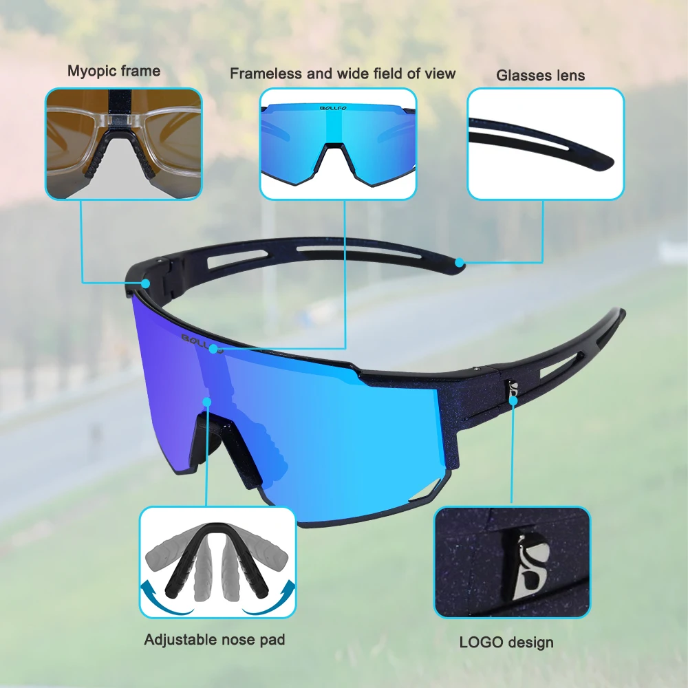 BOLLFO Men's Women Polarized Fishing Glasses Outdoor HD UV Protection Cycling Sunglasses Sports Climbing Fishing Glasses Mountai - Image 4